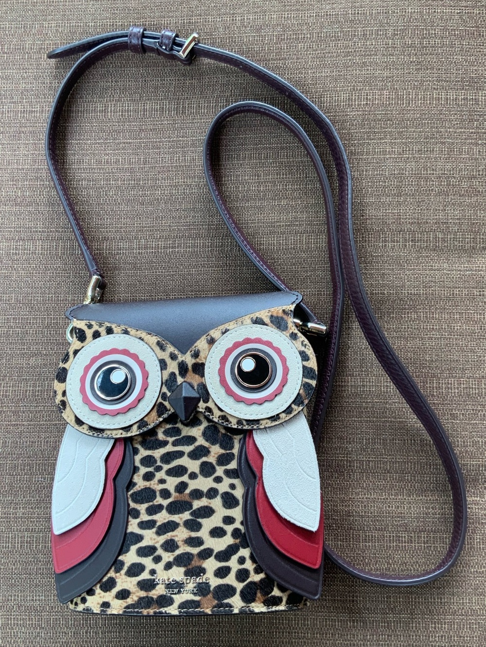 Kate Spade Blinx Leopard 3D OWL crossbody Bag EUC READ